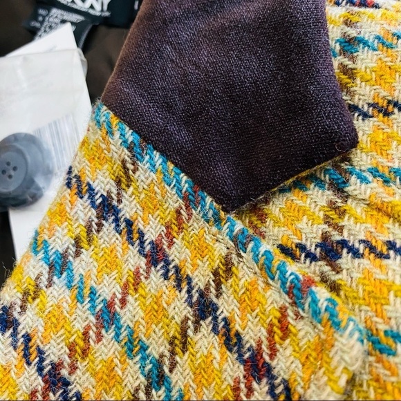 DKYN Plaid Ridding Jacket  Blazer Velvet Collar Size 4 NWT - Picture 8 of 16